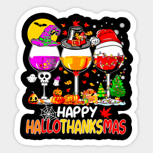 Halloween Thanksgiving Christmas Happy Hallothanksmas Sticker